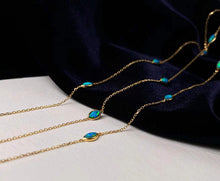Load image into Gallery viewer, LUOWEND 18K Yellow Gold Real Natural Opal Necklace for Women