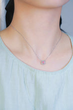 Load image into Gallery viewer, LUOWEND 18K White Gold Real Natural Pink Diamond Pendant Necklace for Women