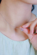 Load image into Gallery viewer, LUOWEND 18K White Gold Real Natural Pink Diamond Pendant Necklace for Women