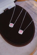 Load image into Gallery viewer, LUOWEND 18K White Gold Real Natural Pink Diamond Pendant Necklace for Women