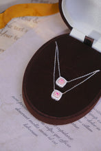 Load image into Gallery viewer, LUOWEND 18K White Gold Real Natural Pink Diamond Pendant Necklace for Women