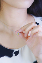 Load image into Gallery viewer, LUOWEND 18K White Gold Real Natural Yellow Diamond Pendant Necklace for Women