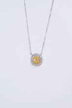 Load image into Gallery viewer, LUOWEND 18K White Gold Real Natural Yellow Diamond Pendant Necklace for Women