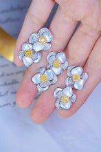 Load image into Gallery viewer, LUOWEND 18K White Gold Real Natural Yellow Diamond Stud Earrings for Women