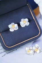 Load image into Gallery viewer, LUOWEND 18K White Gold Real Natural Yellow Diamond Stud Earrings for Women