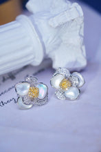 Load image into Gallery viewer, LUOWEND 18K White Gold Real Natural Yellow Diamond Stud Earrings for Women