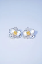 Load image into Gallery viewer, LUOWEND 18K White Gold Real Natural Yellow Diamond Stud Earrings for Women