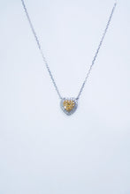 Load image into Gallery viewer, LUOWEND 18K White Gold Real Natural Yellow Diamond Pendant Necklace for Women