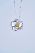 Load image into Gallery viewer, LUOWEND 18K White Gold Real Natural Yellow Diamond Pendant Necklace for Women