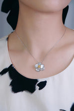 Load image into Gallery viewer, LUOWEND 18K White Gold Real Natural Yellow Diamond Pendant Necklace for Women