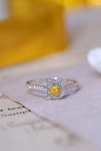 Load image into Gallery viewer, LUOWEND 18K White Gold Real Natural Yellow Diamond Ring for Women