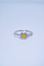 Load image into Gallery viewer, LUOWEND 18K White Gold Real Natural Yellow Diamond Ring for Women