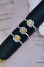 Load image into Gallery viewer, LUOWEND 18K White Gold Real Natural Yellow Diamond Ring for Women