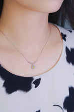 Load image into Gallery viewer, LUOWEND 18K White Gold Real Natural Yellow Diamond Pendant Necklace for Women