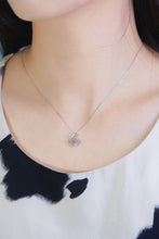 Load image into Gallery viewer, LUOWEND 18K White Gold Real Natural Pink Diamond Pendant Necklace for Women