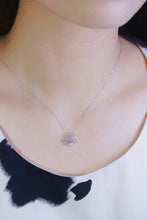Load image into Gallery viewer, LUOWEND 18K White Gold Real Natural Pink Diamond Pendant Necklace for Women