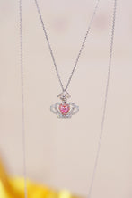 Load image into Gallery viewer, LUOWEND 18K White Gold Real Natural Pink Diamond Pendant Necklace for Women