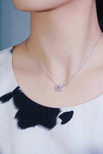 Load image into Gallery viewer, LUOWEND 18K White Gold Real Natural Pink Diamond Pendant Necklace for Women