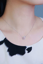 Load image into Gallery viewer, LUOWEND 18K White Gold Real Natural Pink Diamond Pendant Necklace for Women
