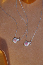 Load image into Gallery viewer, LUOWEND 18K White Gold Real Natural Pink Diamond Pendant Necklace for Women