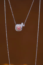Load image into Gallery viewer, LUOWEND 18K White Gold Real Natural Pink Diamond Pendant Necklace for Women