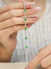 Load image into Gallery viewer, LUOWEND 18K White Gold Natural Emerald Bracelet for Women