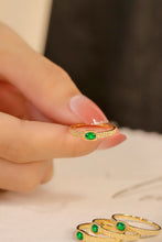 Load image into Gallery viewer, LUOWEND 18K Yellow Gold Natural Emerald Ring for Women
