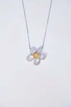 Load image into Gallery viewer, LUOWEND 18K White Gold Real Natural Yellow Diamond Pendant Necklace for Women