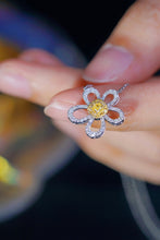 Load image into Gallery viewer, LUOWEND 18K White Gold Real Natural Yellow Diamond Pendant Necklace for Women