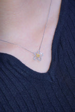 Load image into Gallery viewer, LUOWEND 18K White Gold Real Natural Yellow Diamond Pendant Necklace for Women