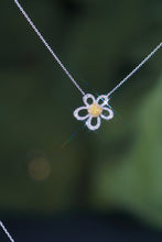 Load image into Gallery viewer, LUOWEND 18K White Gold Real Natural Yellow Diamond Pendant Necklace for Women