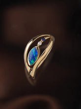 Load image into Gallery viewer, LUOWEND 18K Yellow Gold Real Natural Opal Ring for Women