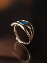 Load image into Gallery viewer, LUOWEND 18K Yellow Gold Real Natural Opal Ring for Women