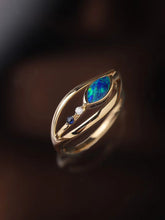 Load image into Gallery viewer, LUOWEND 18K Yellow Gold Real Natural Opal Ring for Women
