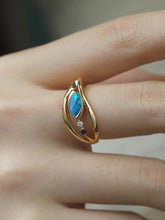 Load image into Gallery viewer, LUOWEND 18K Yellow Gold Real Natural Opal Ring for Women