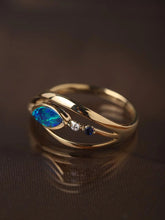 Load image into Gallery viewer, LUOWEND 18K Yellow Gold Real Natural Opal Ring for Women