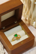 Load image into Gallery viewer, LUOWEND 18K Yellow Gold Natural Emerald Ring for Women