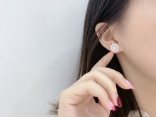 Load image into Gallery viewer, LUOWEND 18K White Gold Real Natural Diamond Stud Earrings for Women
