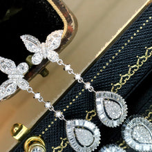 Load image into Gallery viewer, LUOWEND 18K White Gold Real Natural Diamond Drop Earrings for Women