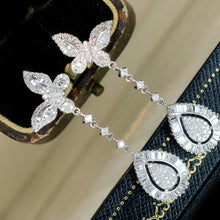 Load image into Gallery viewer, LUOWEND 18K White Gold Real Natural Diamond Drop Earrings for Women