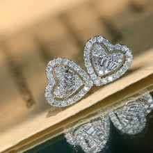 Load image into Gallery viewer, LUOWEND 18K White Gold Real Natural Diamond Stud Earrings for Women
