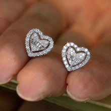 Load image into Gallery viewer, LUOWEND 18K White Gold Real Natural Diamond Stud Earrings for Women
