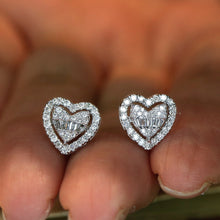 Load image into Gallery viewer, LUOWEND 18K White Gold Real Natural Diamond Stud Earrings for Women
