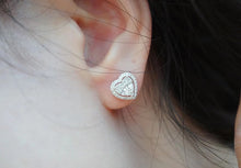 Load image into Gallery viewer, LUOWEND 18K White Gold Real Natural Diamond Stud Earrings for Women