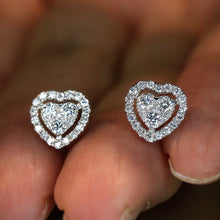 Load image into Gallery viewer, LUOWEND 18K White Gold Real Natural Diamond Stud Earrings for Women