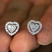 Load image into Gallery viewer, LUOWEND 18K White Gold Real Natural Diamond Stud Earrings for Women