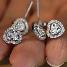 Load image into Gallery viewer, LUOWEND 18K White Gold Real Natural Diamond Stud Earrings for Women