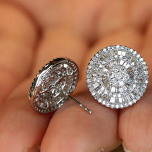 Load image into Gallery viewer, LUOWEND 18K White Gold Real Natural Diamond Stud Earrings for Women