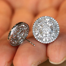 Load image into Gallery viewer, LUOWEND 18K White Gold Real Natural Diamond Stud Earrings for Women