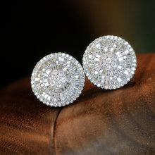 Load image into Gallery viewer, LUOWEND 18K White Gold Real Natural Diamond Stud Earrings for Women